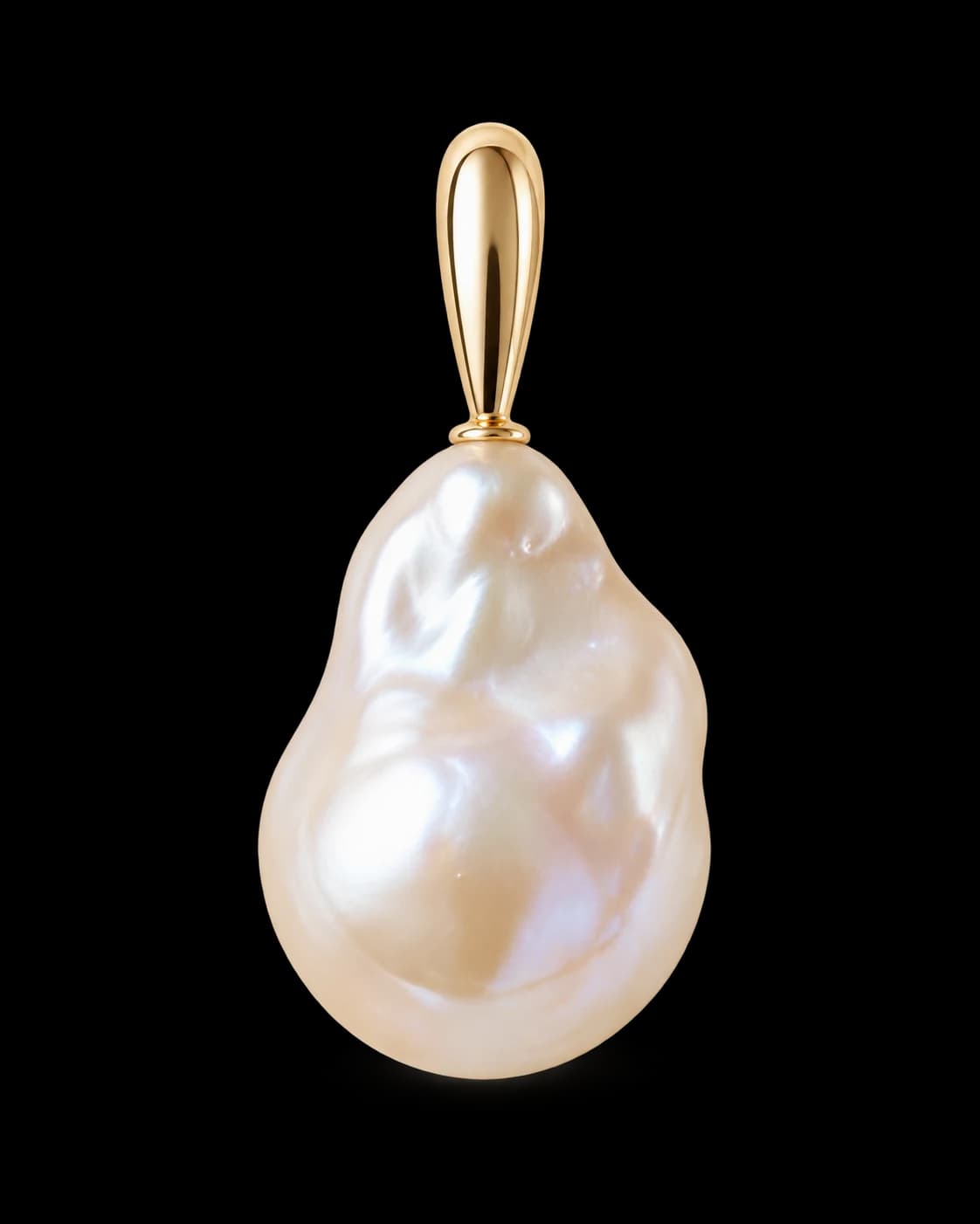 Baroque Pearl Drop, Stainless Steel — studio view