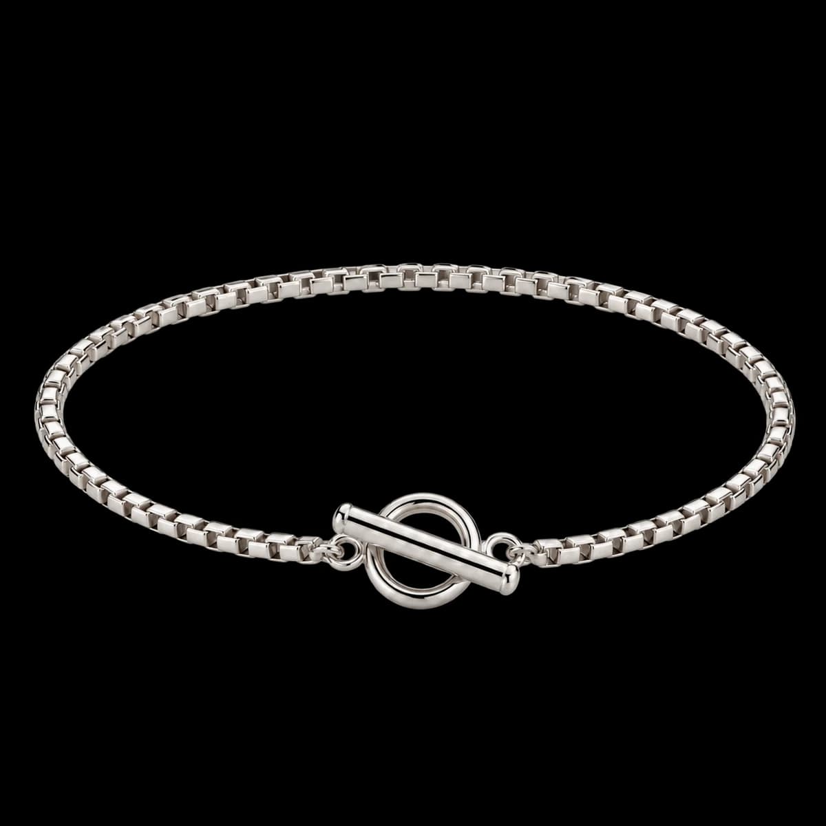 Fine Box Chain Bracelet, Stainless Steel — studio view