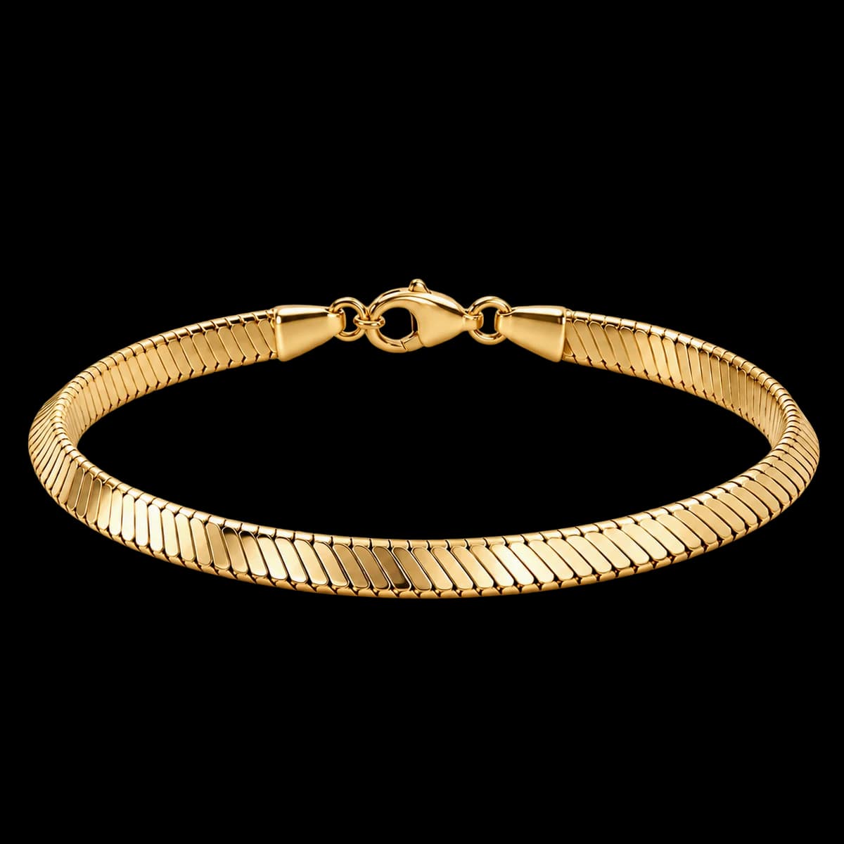 Herringbone Silk Bracelet, Stainless Steel — studio view