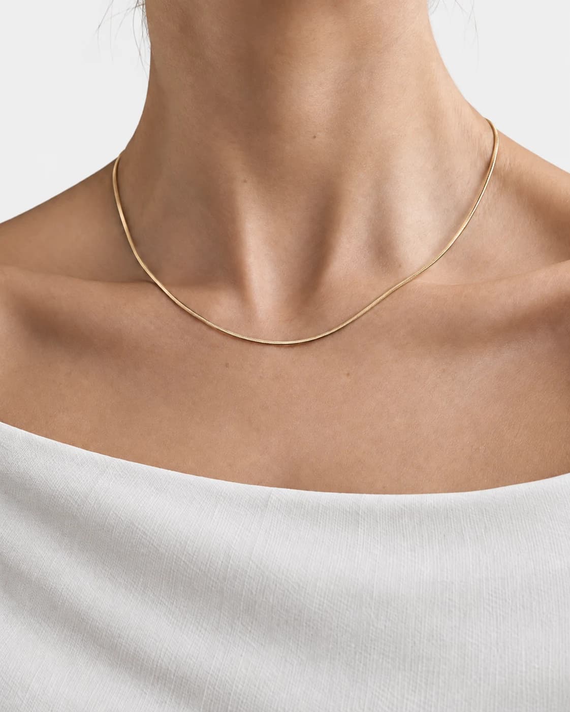 Liquid Serpentine Chain, Stainless Steel — worn on a model