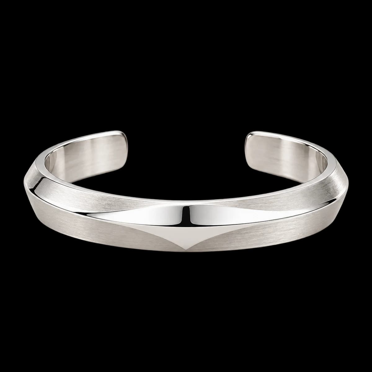 Planar Ridge Cuff, Stainless Steel — studio view