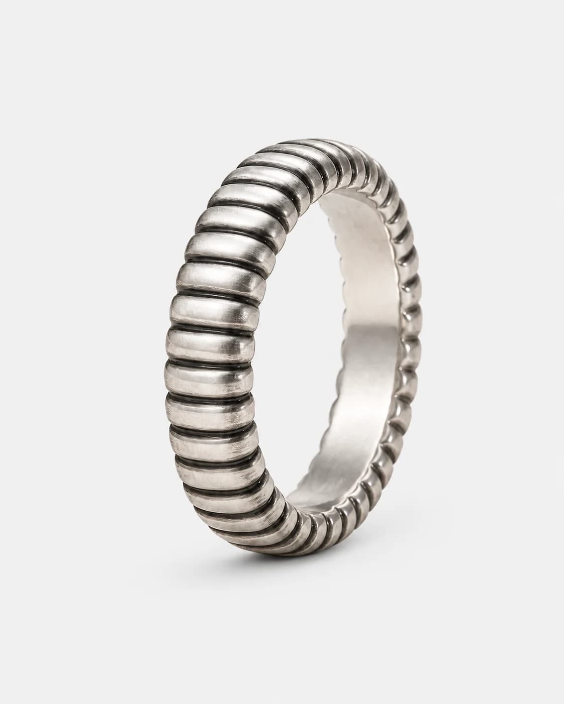 Ribbed Eternity Band, Stainless Steel — studio view