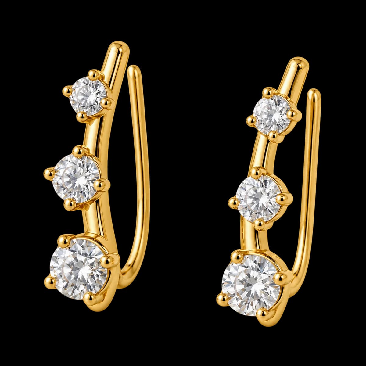 Trio Sapphire Climbers, Stainless Steel — studio view