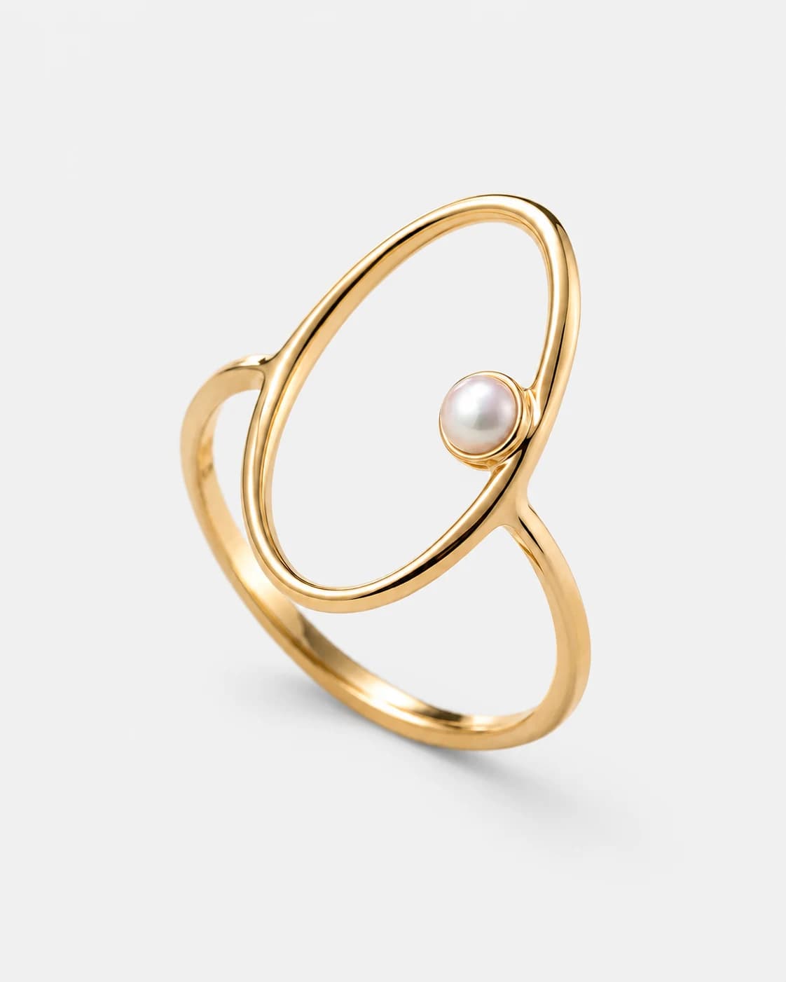 Seed Pearl Orbit Ring, 14k Solid Gold — studio view